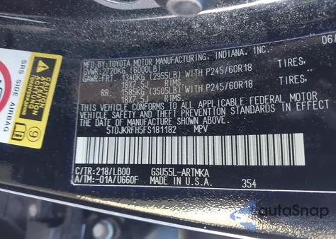 2015 Toyota Highlander Xle V6 from USA, damaged, VIN 5TDJKRFH5FS181182